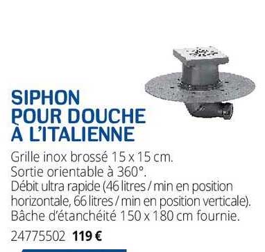 siphon pour douche à l'italienne