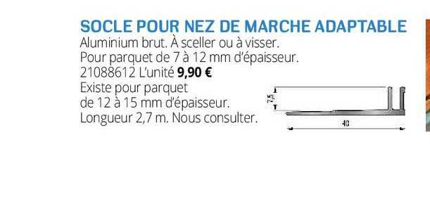 socle pour nez de marche adaptable