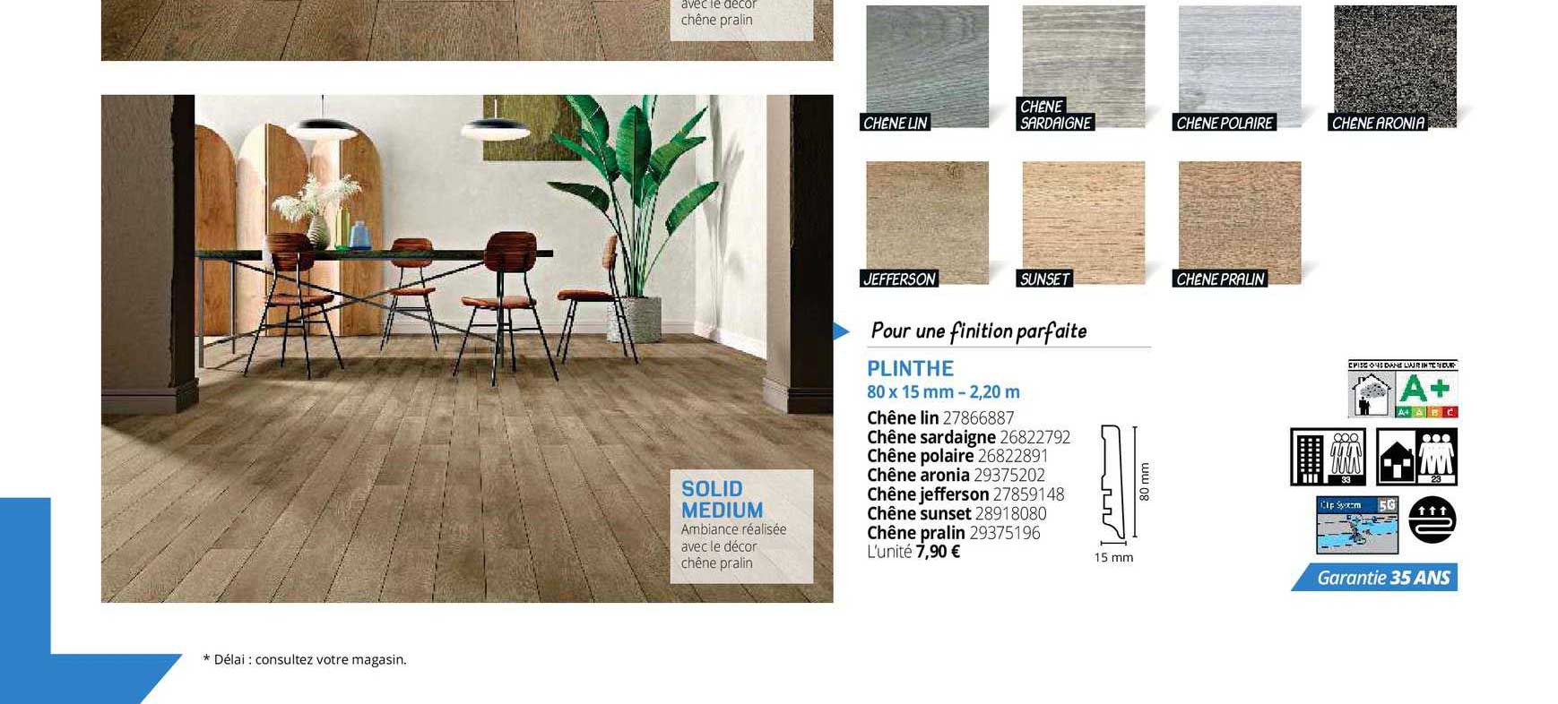 solid medium, plinthe 80 x 15 mm - 2,20 m