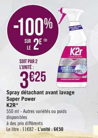 spray détachant avant lavage super power k2r