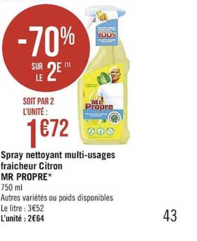 spray nettoyant multi-usages fraîcheur citron mr propre