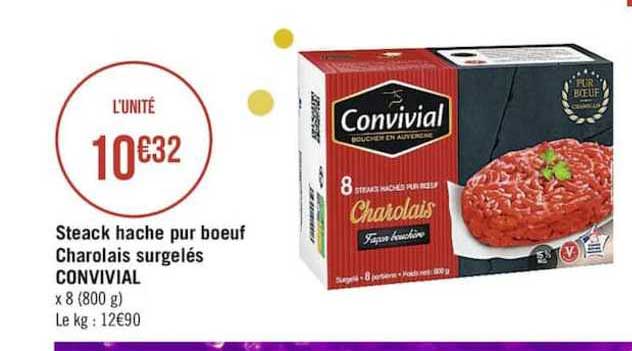 Steak Haché Pur Bœuf Charolais Surgelés Convivial