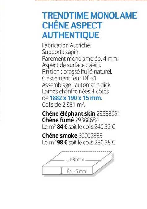 trendtime  monolame chêne aspect authentique