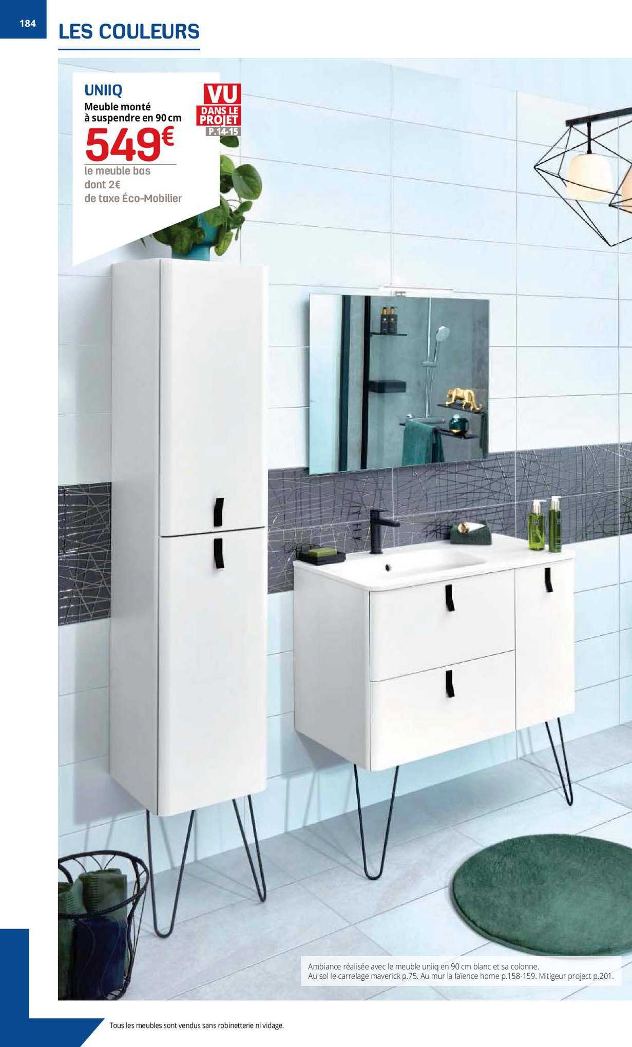 uniq meuble monté à suspendre en 90cm