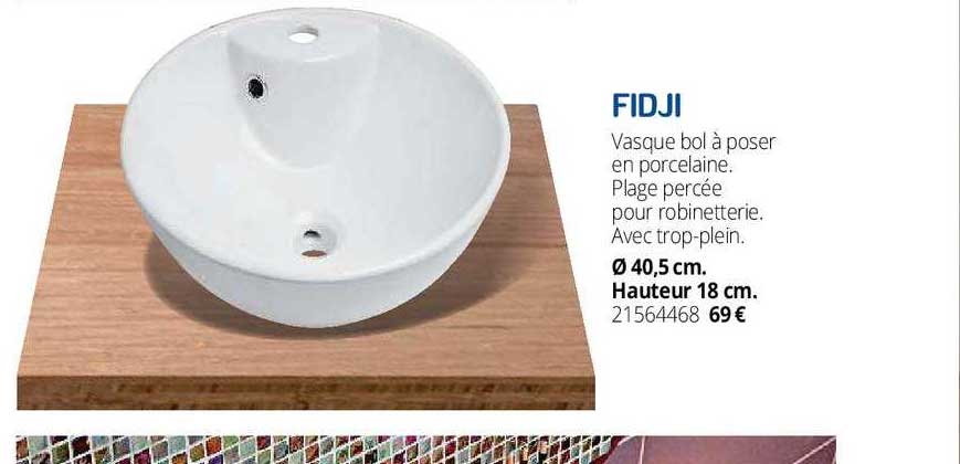 vasque bol à poser en porcelaine fidji