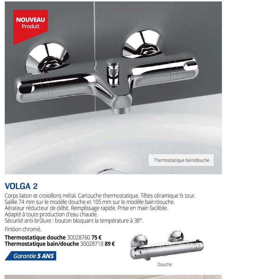 volga 2 , thermostatique douche, thermostatique bain-douche
