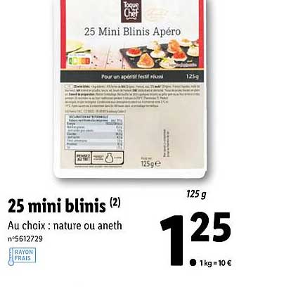 25 Mini Blinis Toque Du Chef