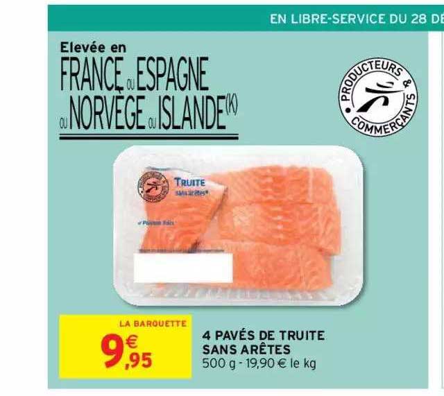 4 pavés de truite sans arêtes