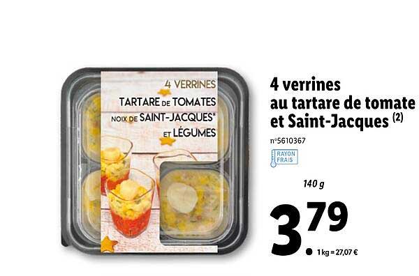 4 verrines au tartare de tomate et saint-jacques