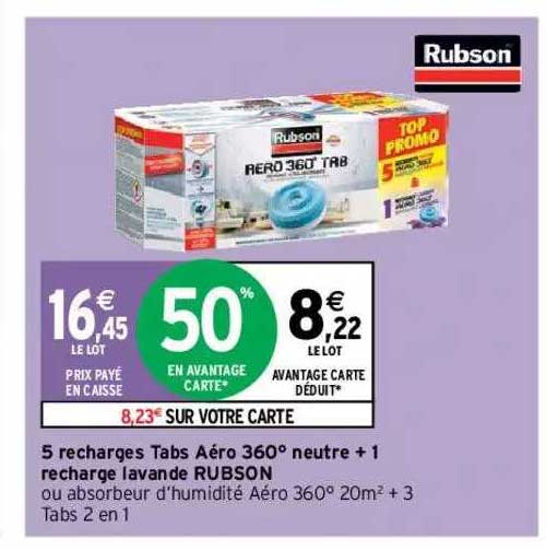 5 recharges tabs aéro 360° neture + 1 recharge lavande rubson