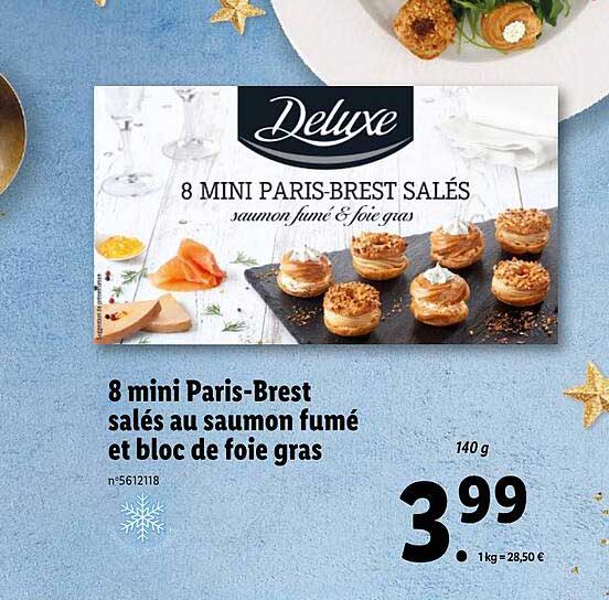 8 mini paris-brest salés au saumon fumé et bloc de foie gras deluxe