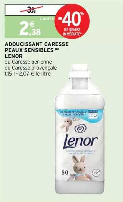 adoucissant caresse peaux sensibles lenor