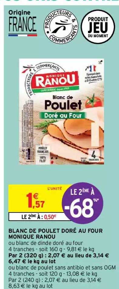 blanc de poulet doré au four monique ranou