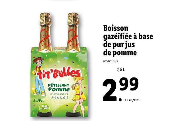 boisson gazéifiée à base de pur jus de pomme