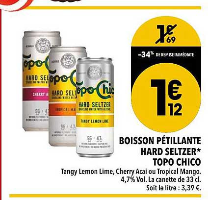 boisson pétillante hard seltzer topo chico