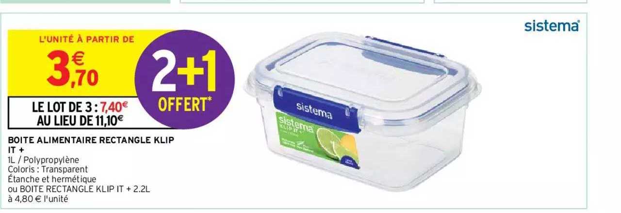 Boîte Alimentaire Rectangle Klip It +