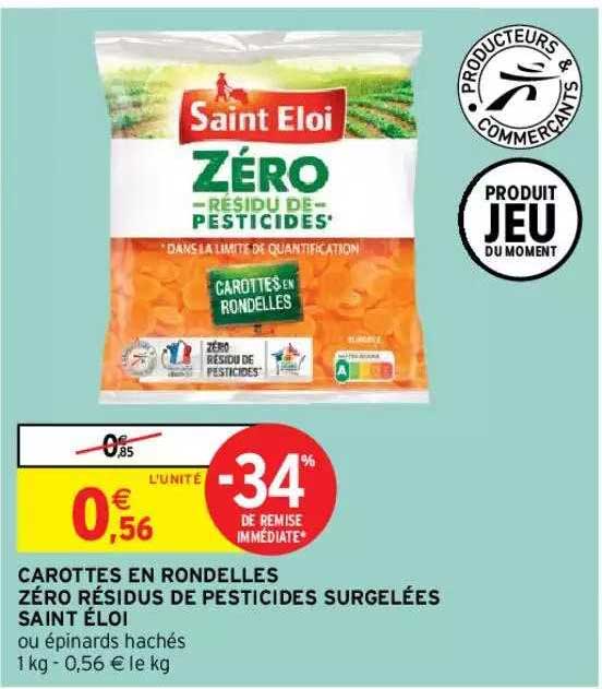 carottes en rondelles zéro résidus de pesticides surgelées saint éloi