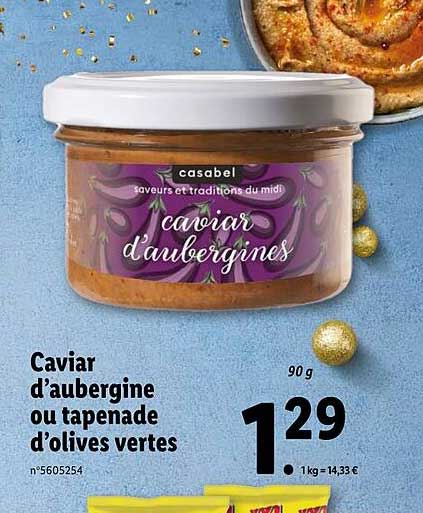 caviar d'aubergine ou tapenade d'olives vertes casabel