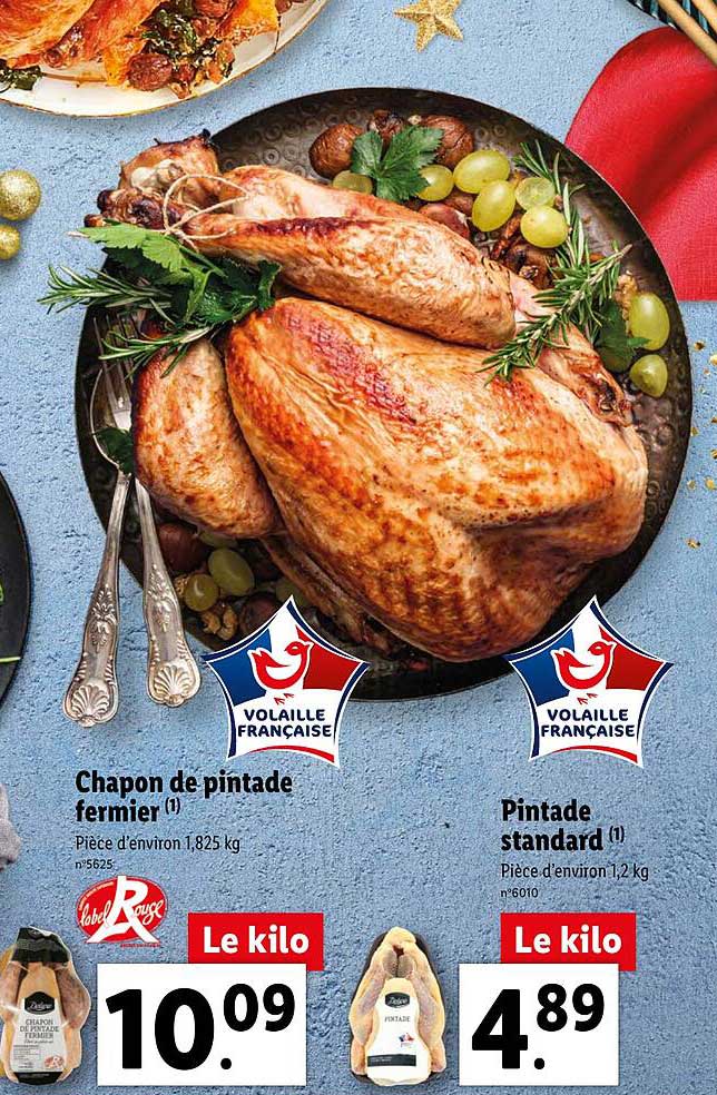 chapon de pintade fermier, pintade standard