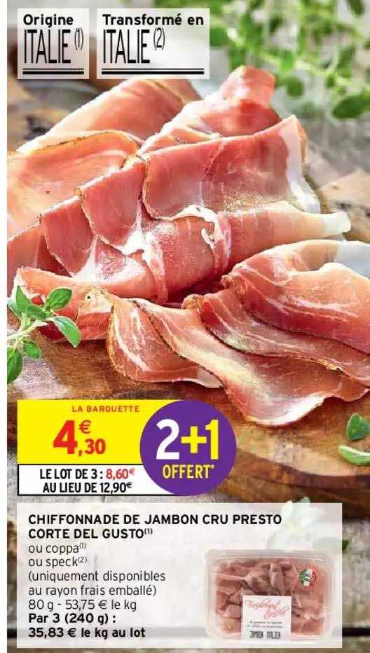chiffonnade de jambon cru presto corte del gusto