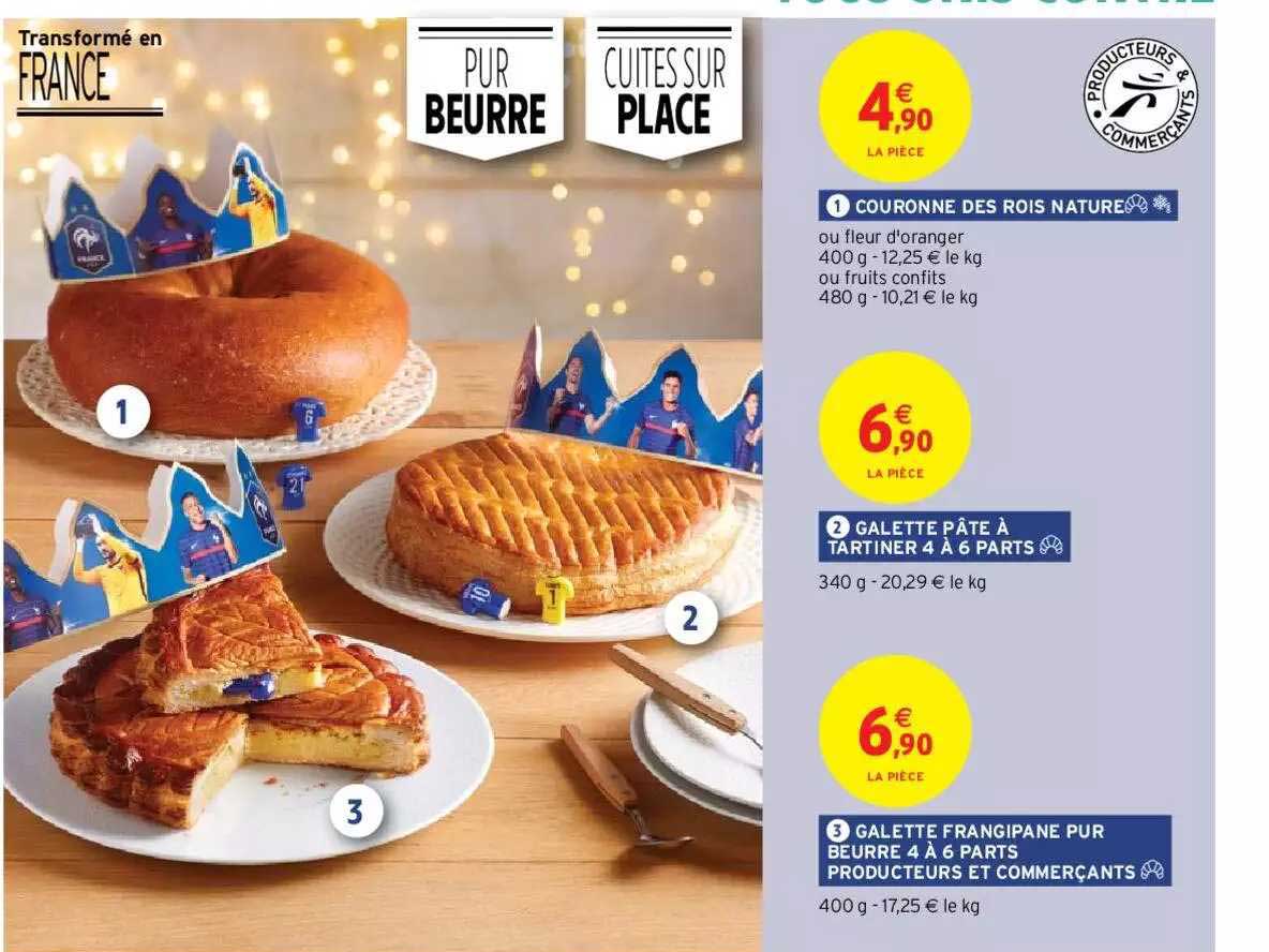 couronne des rois nature, galette pâte à tartiner 4 à 6 parts, galette frangipane pur beurre 4 à 6 parts producteurs et commerçants