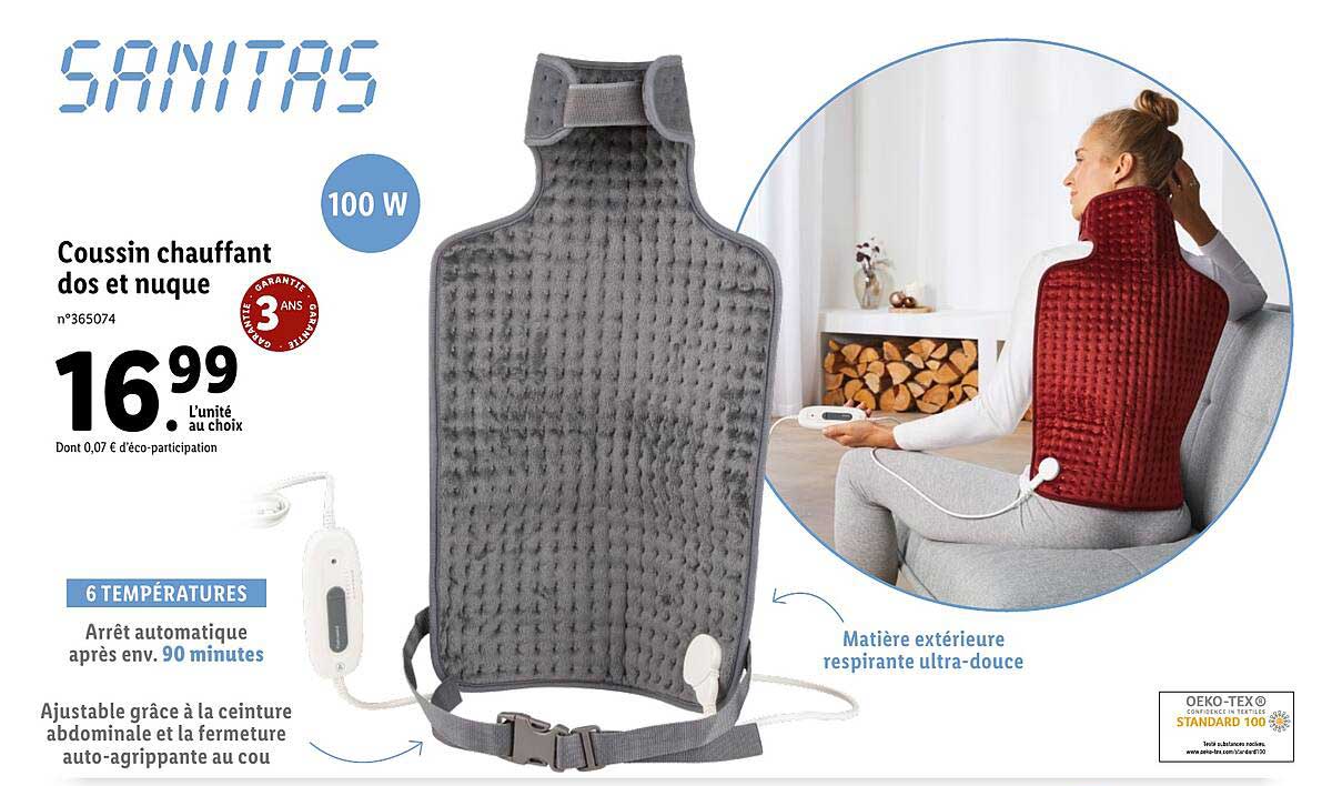 coussin chauffant dos et nuquec sanitas