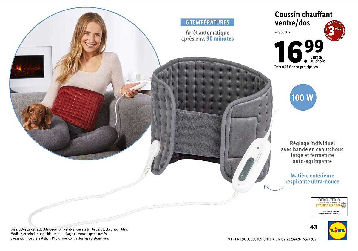 coussin chauffant ventre - dos