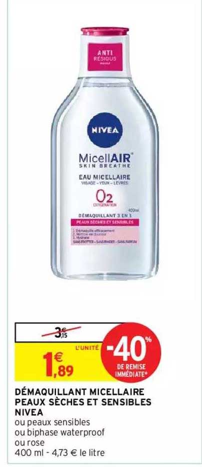 démaquillant micellaire peaux sèches et sensibles nivea