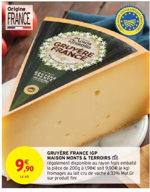gruère france igp maison monts & terroirs