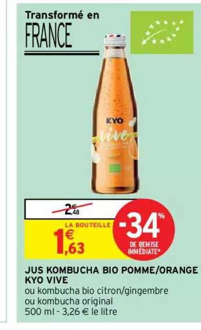 jus kombucha bio pomme - orange kyo vive