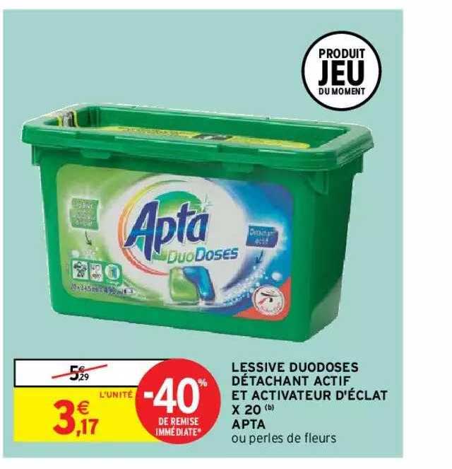 lessive duodoses détachant actif et activateur d'éclat x20 apta