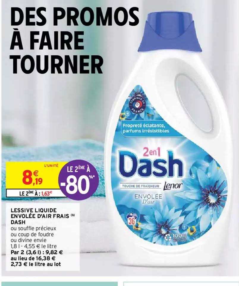 lessive liquide envolée d'air frais dash