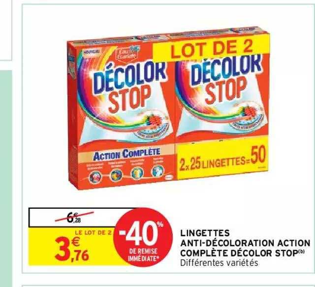 lingettes anti-décoloration action complète décolor stop