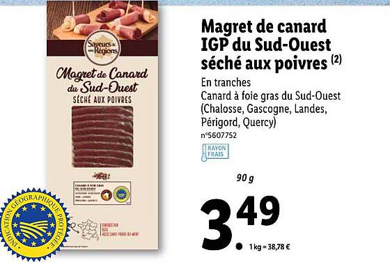 magret de canard igp du sud-ouest séché aux pivres saveurs de nos régions