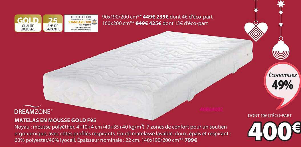 Matelas En Mousse Gold F95 Dreamzone