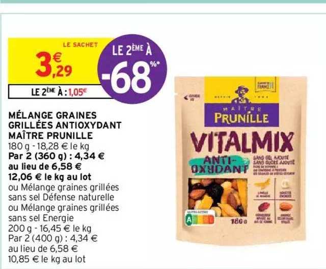 mélange graines grillées antioxydant maître prunille