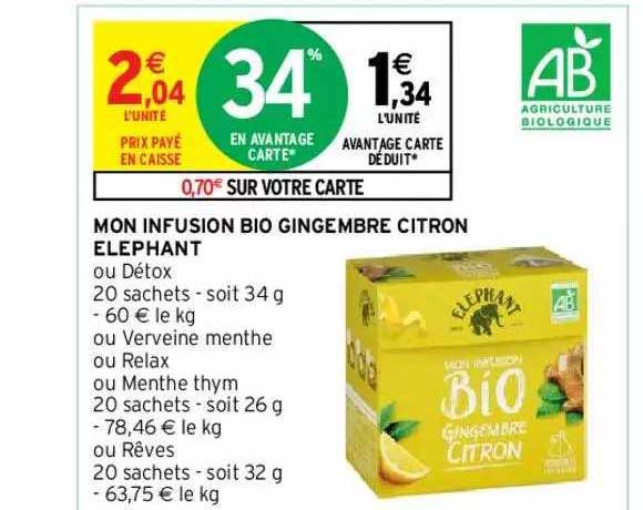 mon infusion bio gingembre citron éléphant