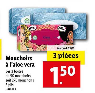 mouchoirs à l'aloé vera