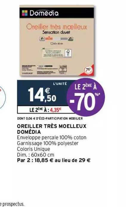 oreiller très moelleux domédia