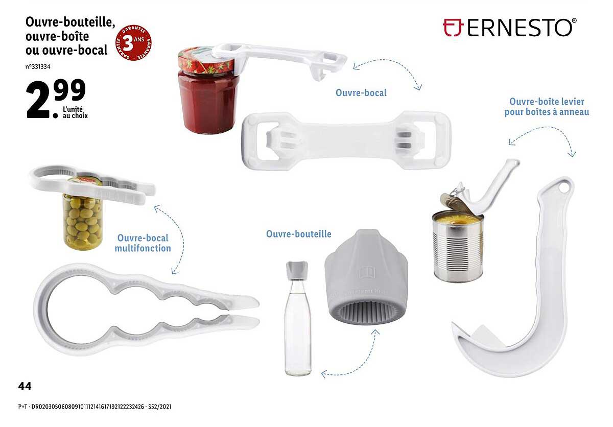 ouvre-bouteille, ouvre-boîte ou ouvre-bocal ernesto