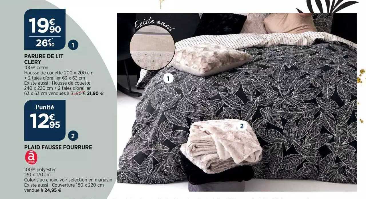 parure de lit clery, plaid fausse fourrure