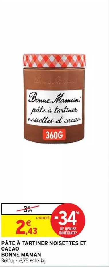 pâte à tartiner noisettes et cacao bonne maman