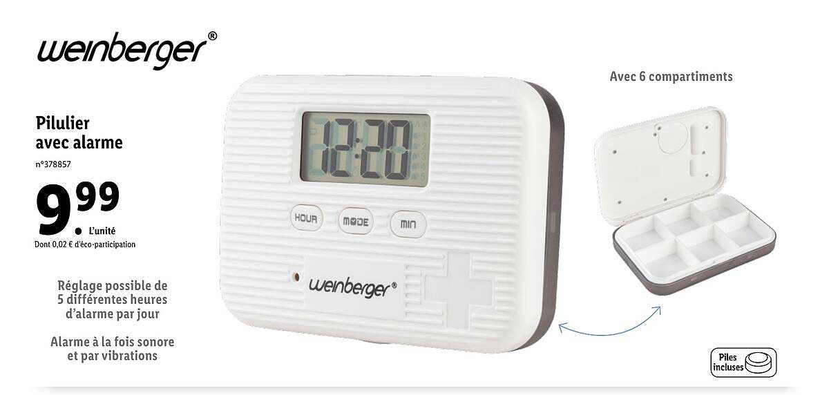 pilulier avec alarme weinberger
