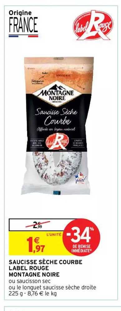 Saucisse Sèche Courbe Label Rouge Montagne Noire