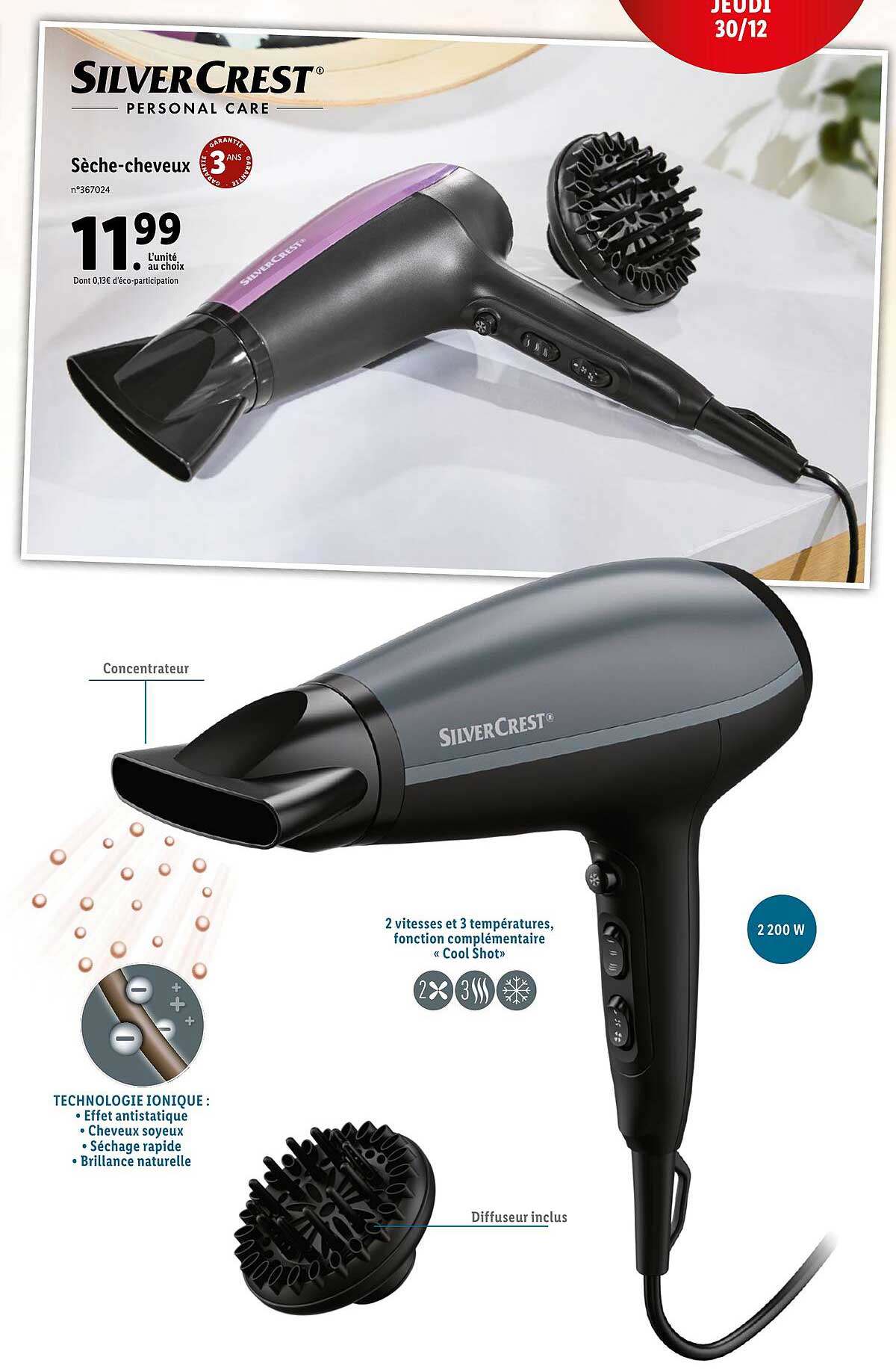 sèche-cheveux silverCrest