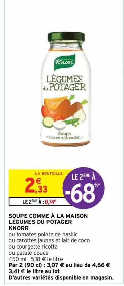 soupe comme à la maison légumes du potager knorr