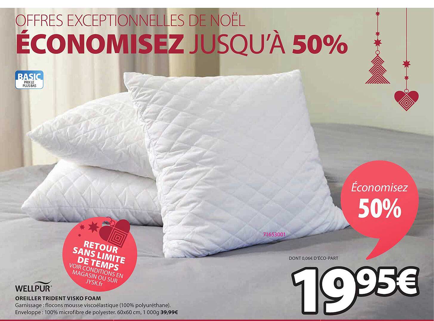 wellpur oreiller trident visko foam