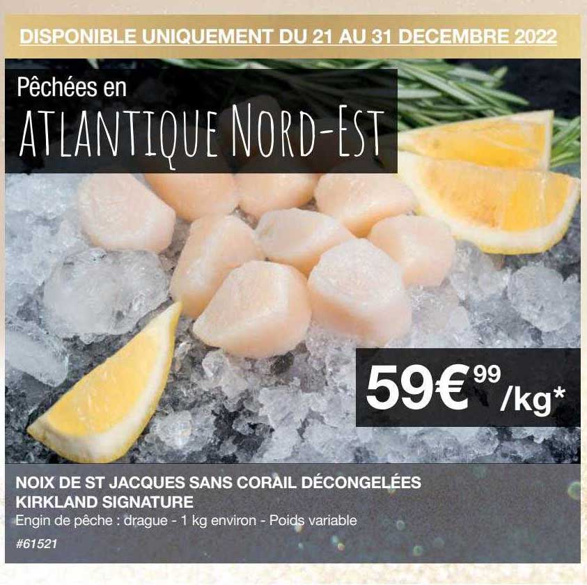 noix de st jacques sans corail décongelées kirkland signature