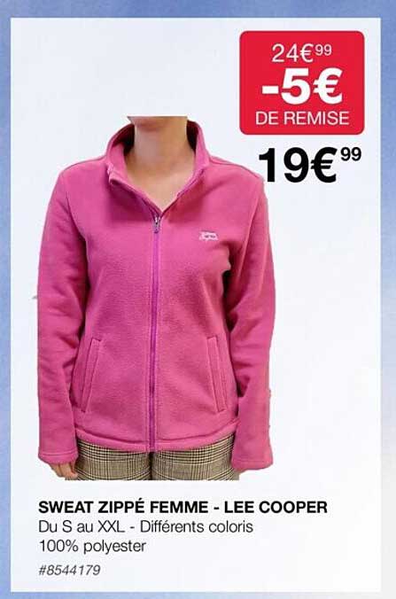 sweat zippé femme - lee cooper