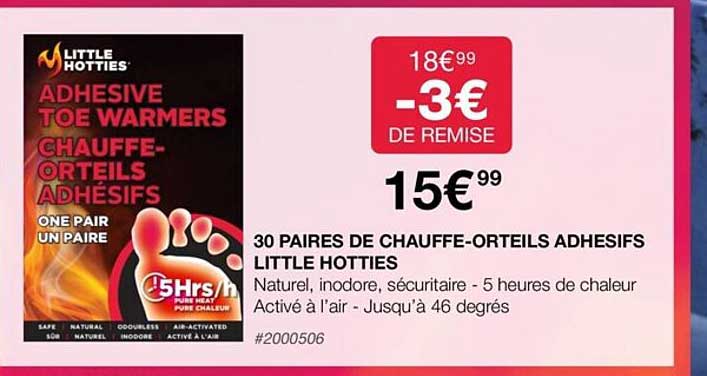 30 paires de chauffe-orteils adhésifs little hotties
